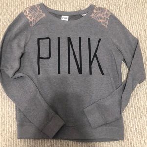 Grey Crew neck hoodie PINK